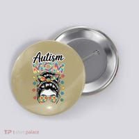 Autism Mom Puzzle Piece Awareness Advocate Support Messy Button thumb 0