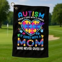Autism Mom Puzzle Piece Autism Awareness Golf Towel thumb 1