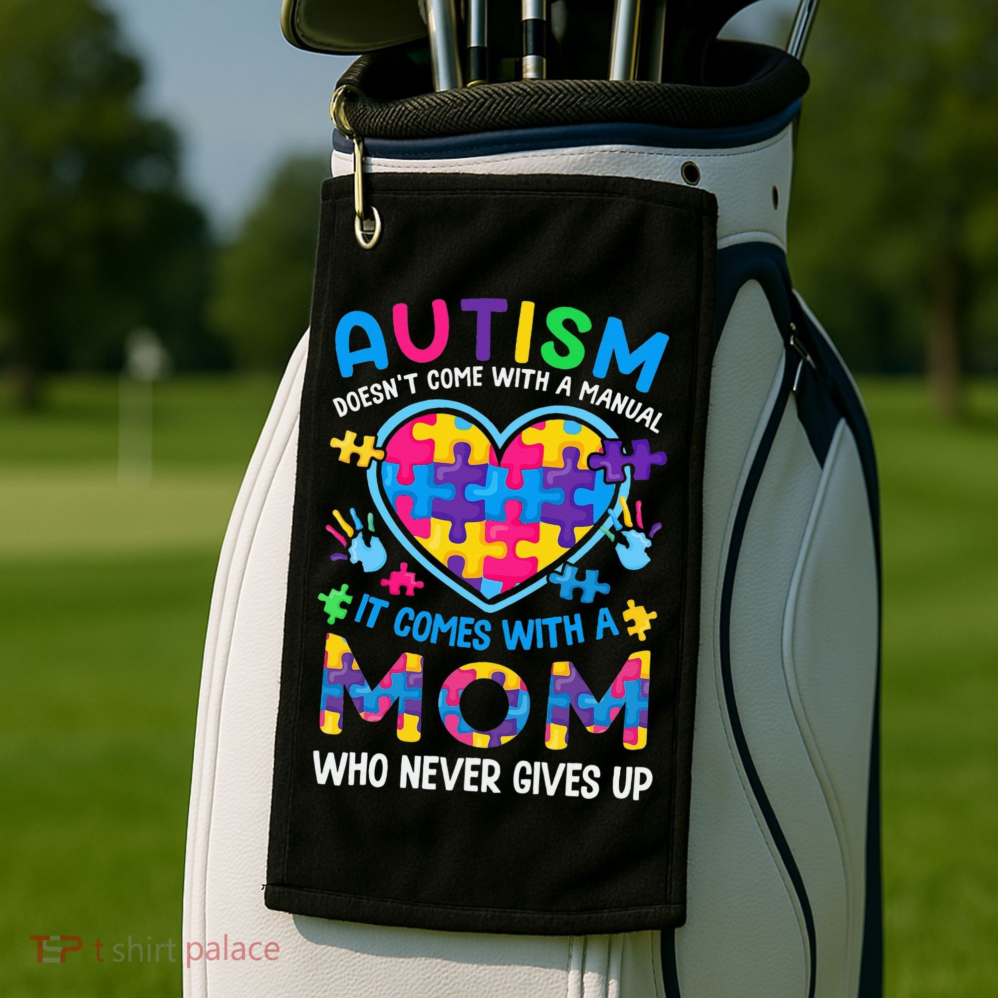 Autism Mom Puzzle Piece Autism Awareness Golf Towel