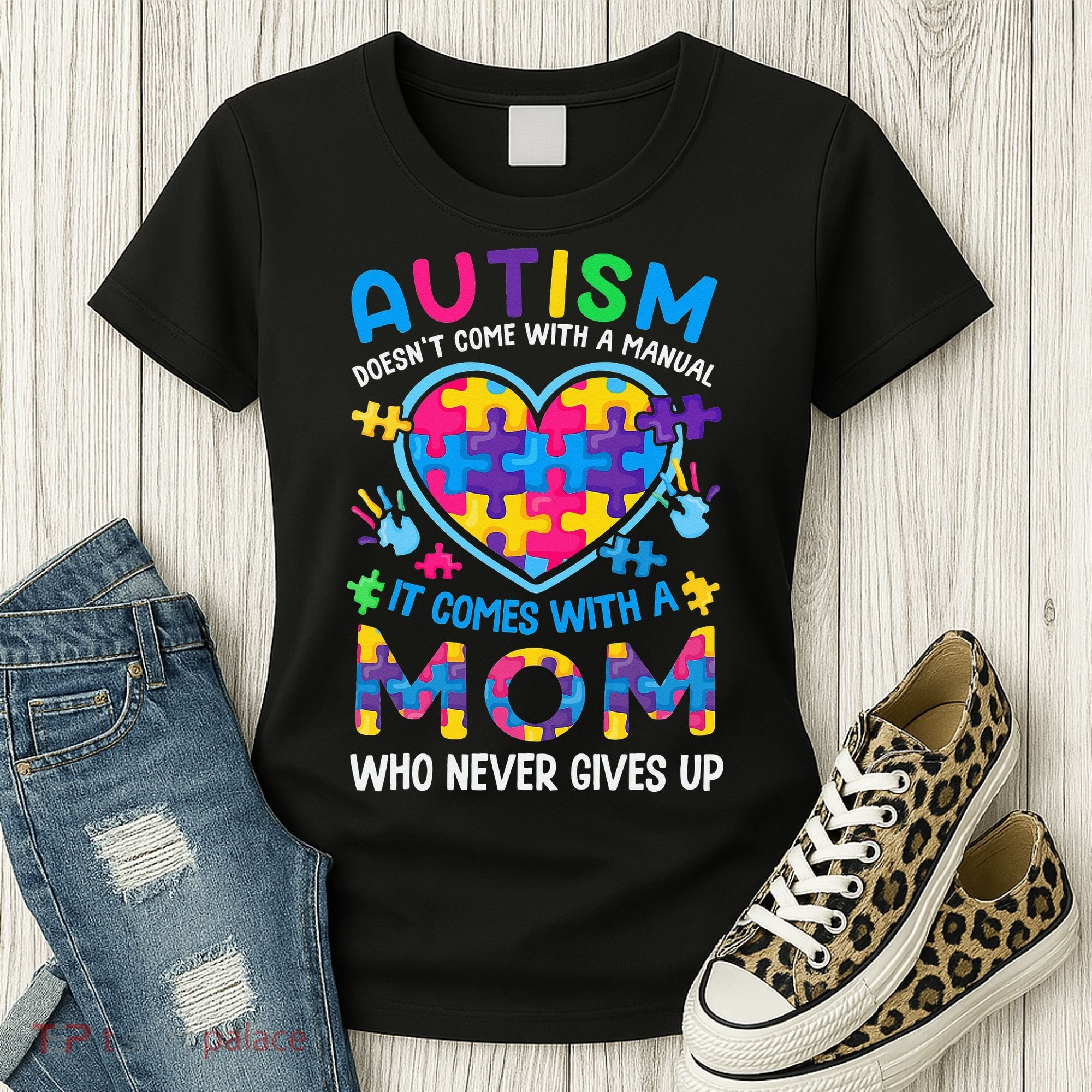 Autism Mom Puzzle Piece Autism Awareness Women's T-Shirt