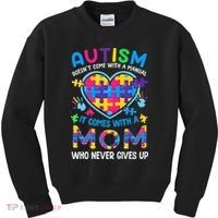 Autism Mom Puzzle Piece Autism Awareness Kids Sweatshirt thumb 0