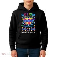 Autism Mom Puzzle Piece Autism Awareness Kids Hoodie thumb 4