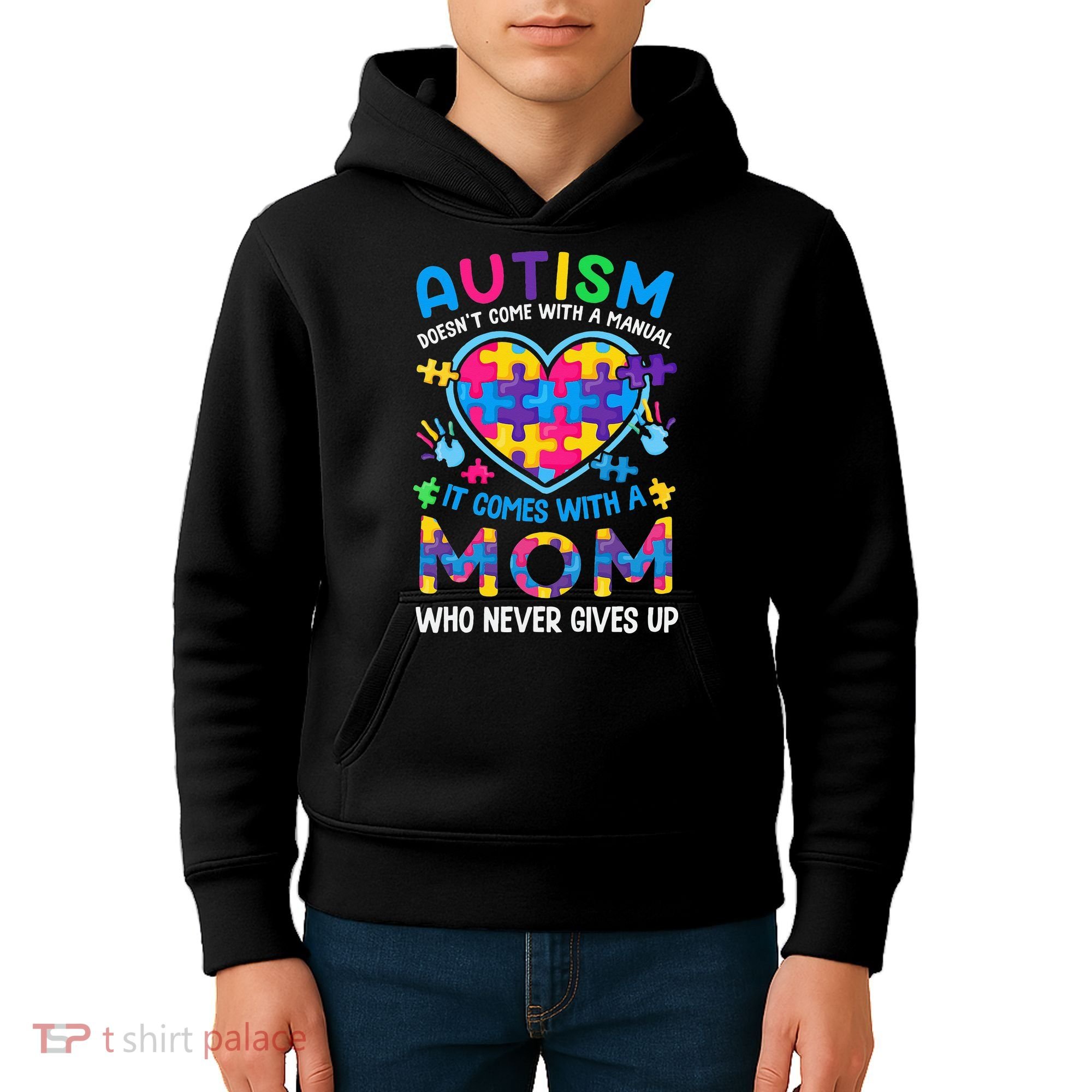 Autism Mom Puzzle Piece Autism Awareness Kids Hoodie