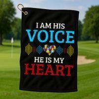 Autism Mom Proud Coach Awareness Month Autistic Pride Gift Golf Towel thumb 1