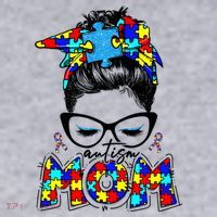 Autism Mom Puzzle Pieces Messy Bun Women's Sweatshirt thumb 2