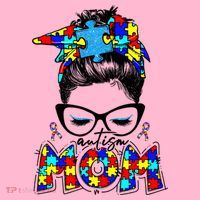 Autism Mom Puzzle Pieces Messy Bun Coaster thumb 2