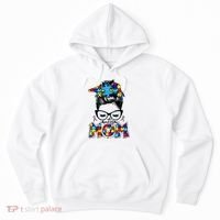 Autism Mom Puzzle Pieces Messy Bun Hoodie thumb 0