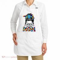 Autism Mom Puzzle Pieces Messy Bun Apron thumb 2