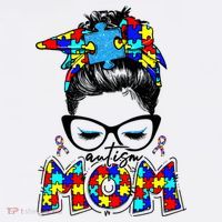 Autism Mom Puzzle Pieces Messy Bun Sweatshirt thumb 3