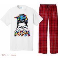 Autism Mom Puzzle Pieces Messy Bun Pajama Set thumb 0