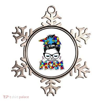 Autism Mom Puzzle Pieces Messy Bun Ornament