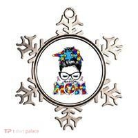 Autism Mom Puzzle Pieces Messy Bun Ornament thumb 0