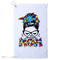 Autism Mom Puzzle Pieces Messy Bun Golf Towel thumb 0