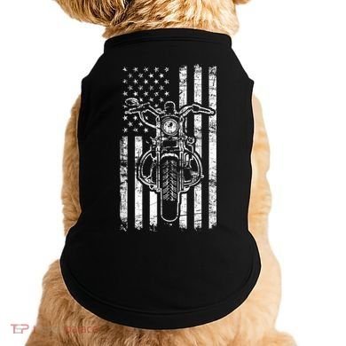 American Motorcycle Patriotic US Flag Cool Biker Doggie Tank