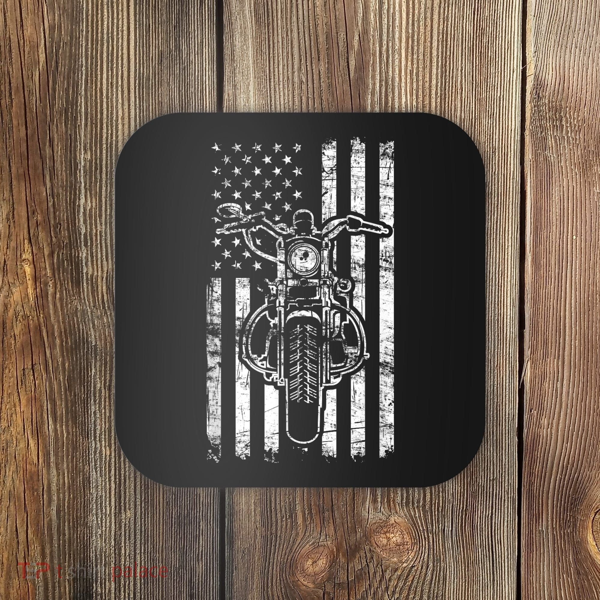 American Motorcycle Patriotic US Flag Cool Biker Coaster