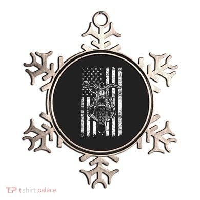 American Motorcycle Patriotic US Flag Cool Biker Ornament