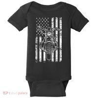 American Motorcycle Patriotic US Flag Cool Biker Baby Bodysuit thumb 0
