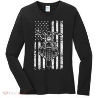 American Motorcycle Patriotic US Flag Cool Biker Women's Long Sleeve Shirt thumb 0