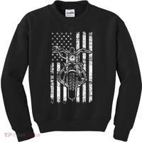 American Motorcycle Patriotic US Flag Cool Biker Kids Sweatshirt thumb 0