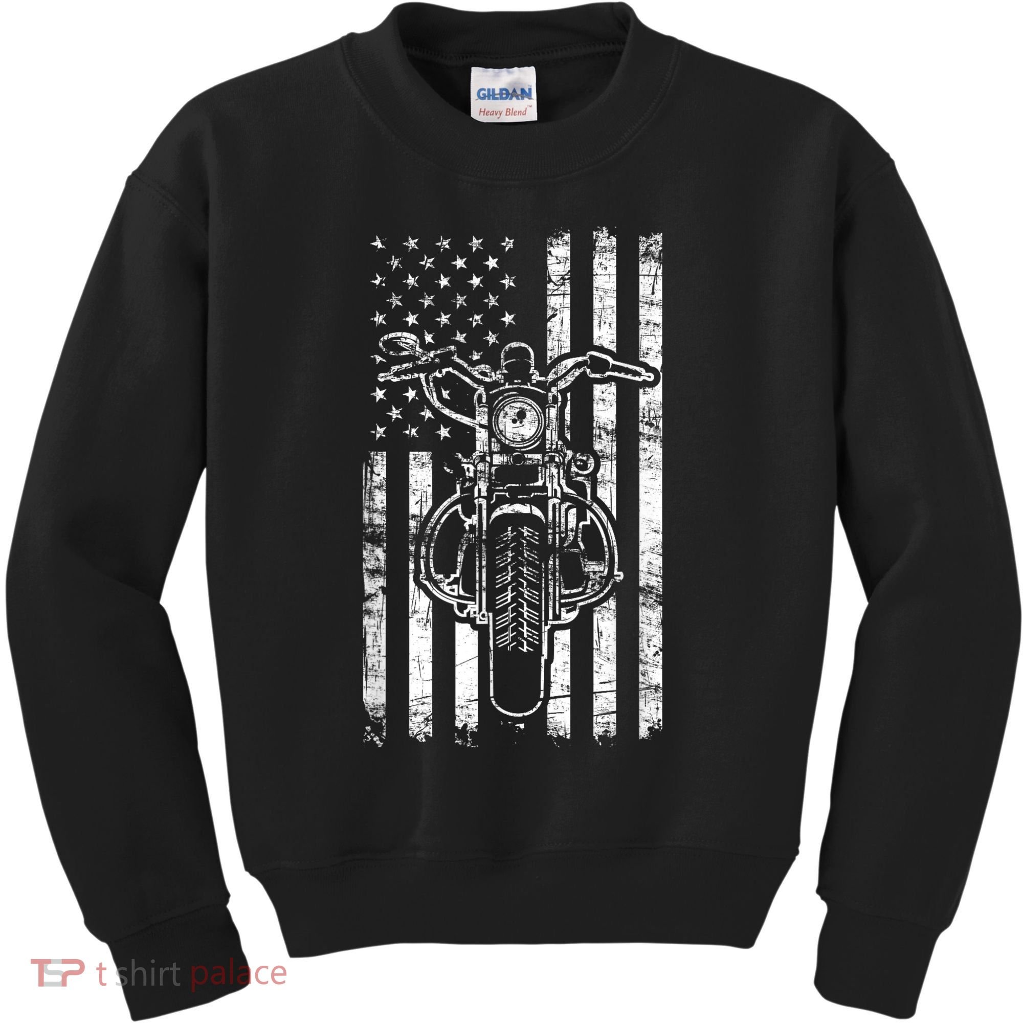 American Motorcycle Patriotic US Flag Cool Biker Kids Sweatshirt
