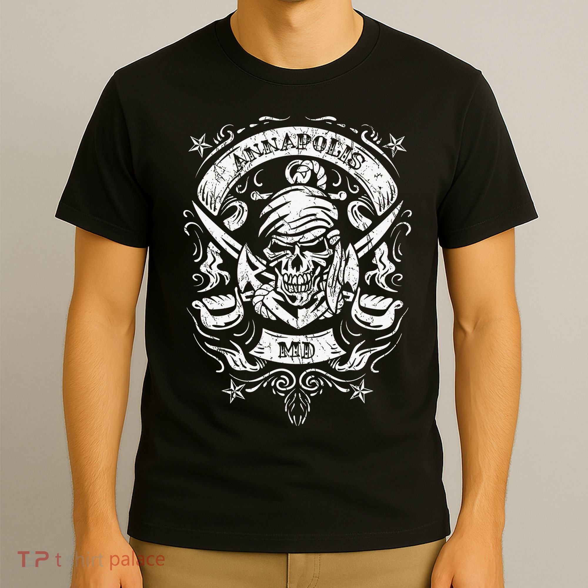 Annapolis Maryland Pirate Skull and Crossed Swords T-Shirt