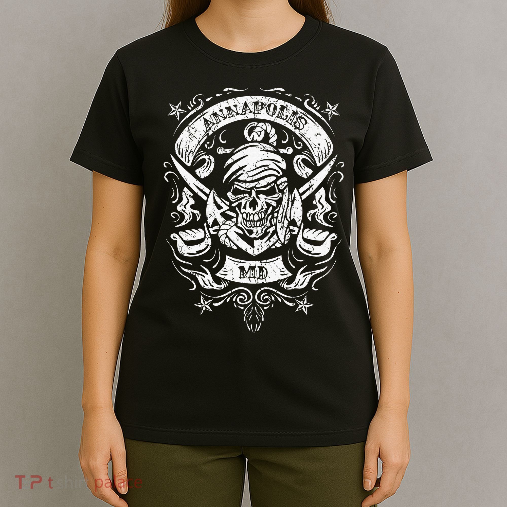 Annapolis Maryland Pirate Skull and Crossed Swords T-Shirt