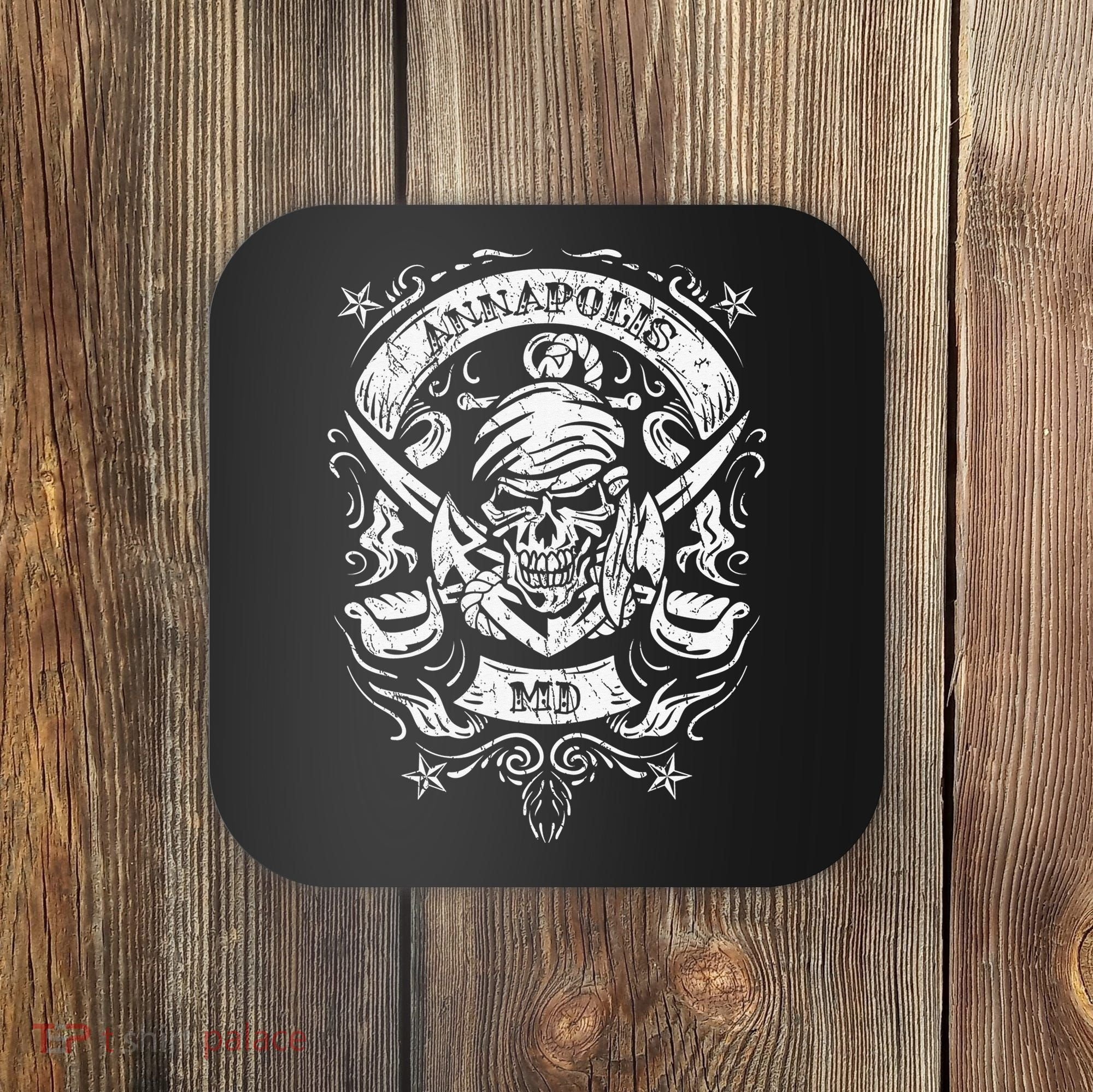 Annapolis Maryland Pirate Skull and Crossed Swords Coaster