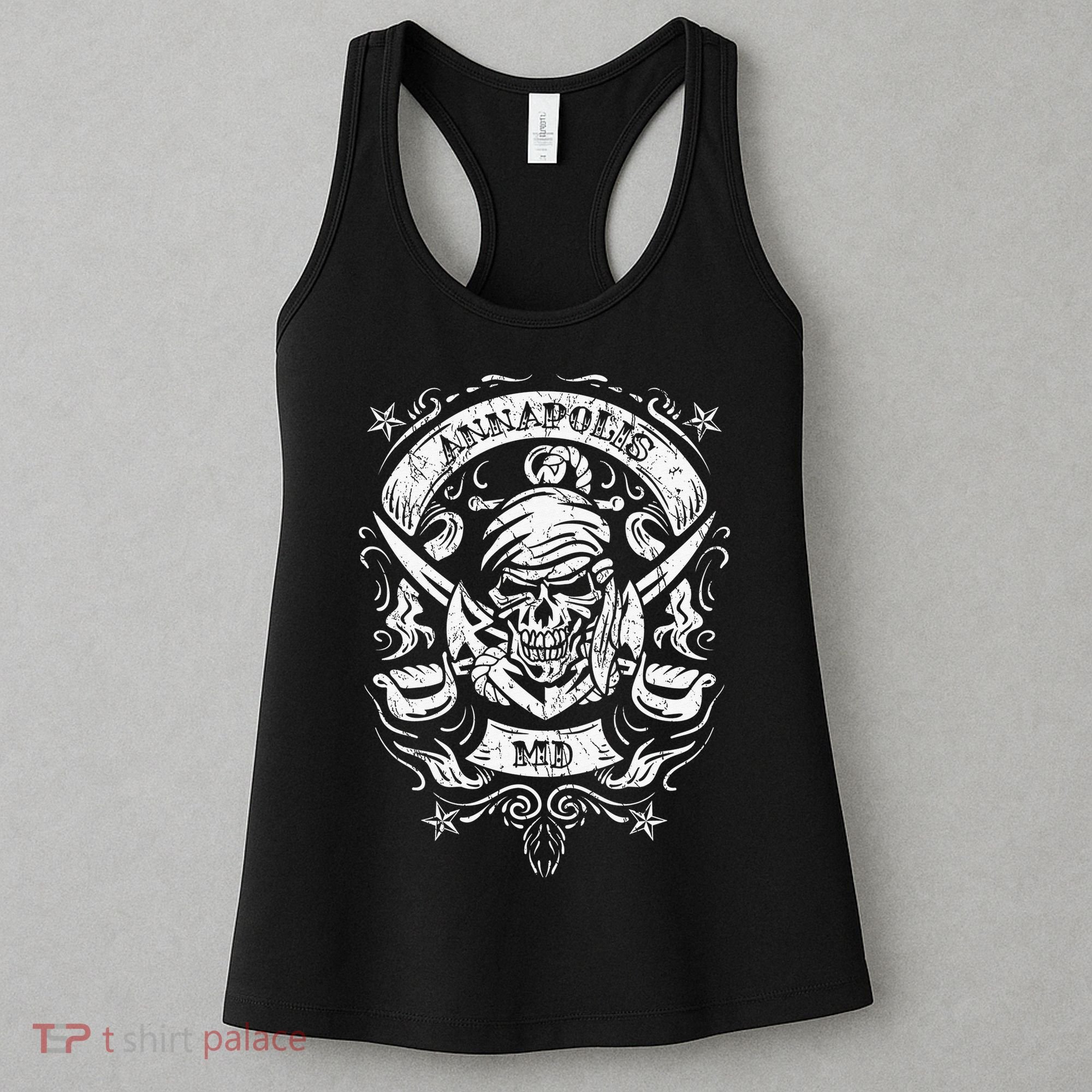 Annapolis Maryland Pirate Skull and Crossed Swords Women's Tank Top