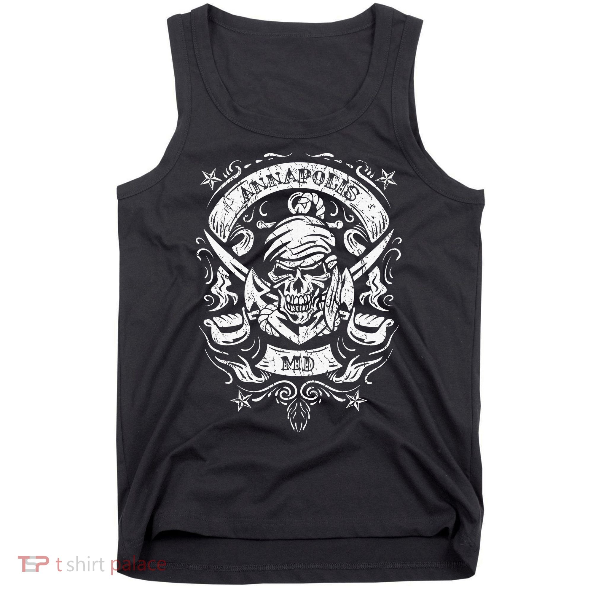 Annapolis Maryland Pirate Skull and Crossed Swords Tank Top