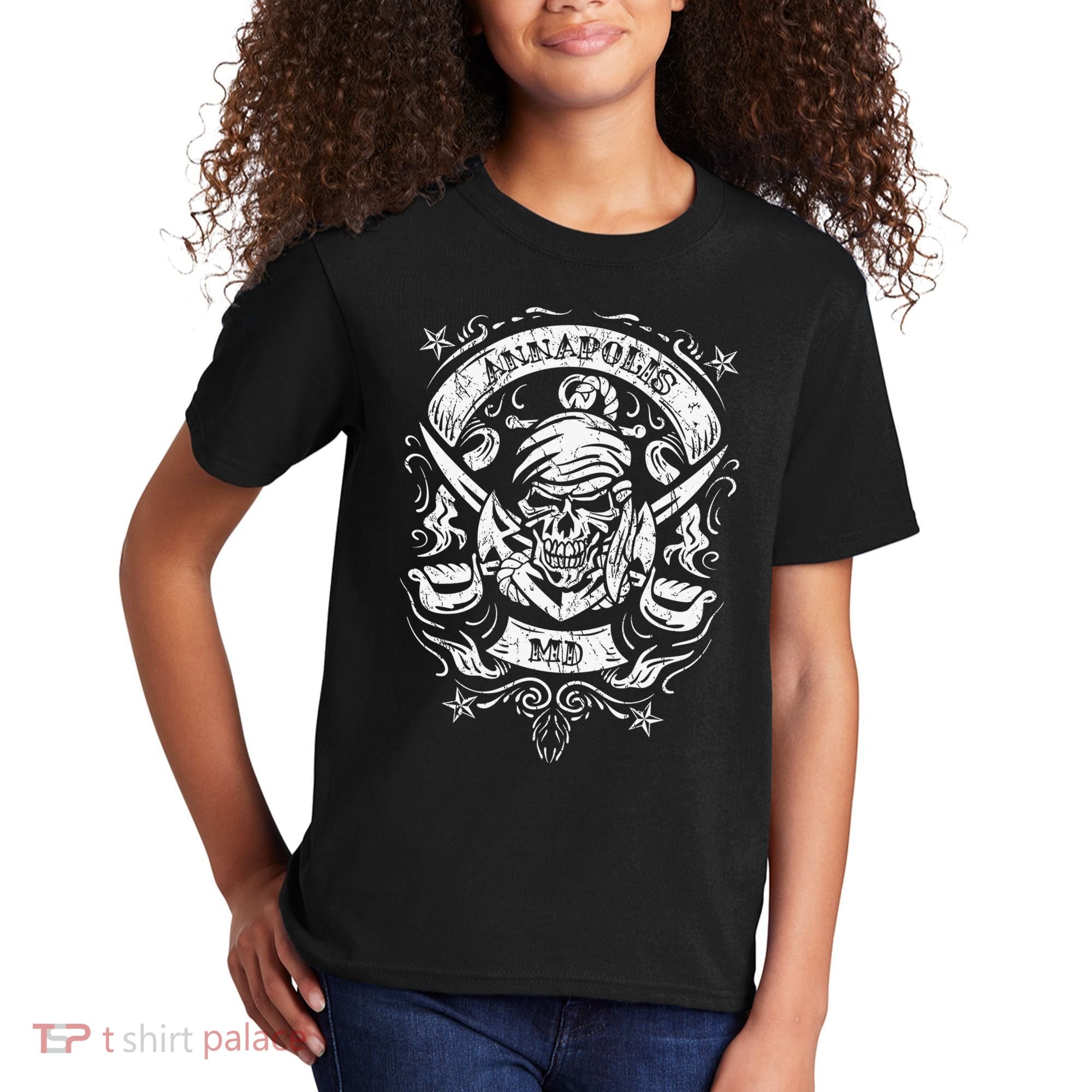 Annapolis Maryland Pirate Skull and Crossed Swords Kids T-Shirt