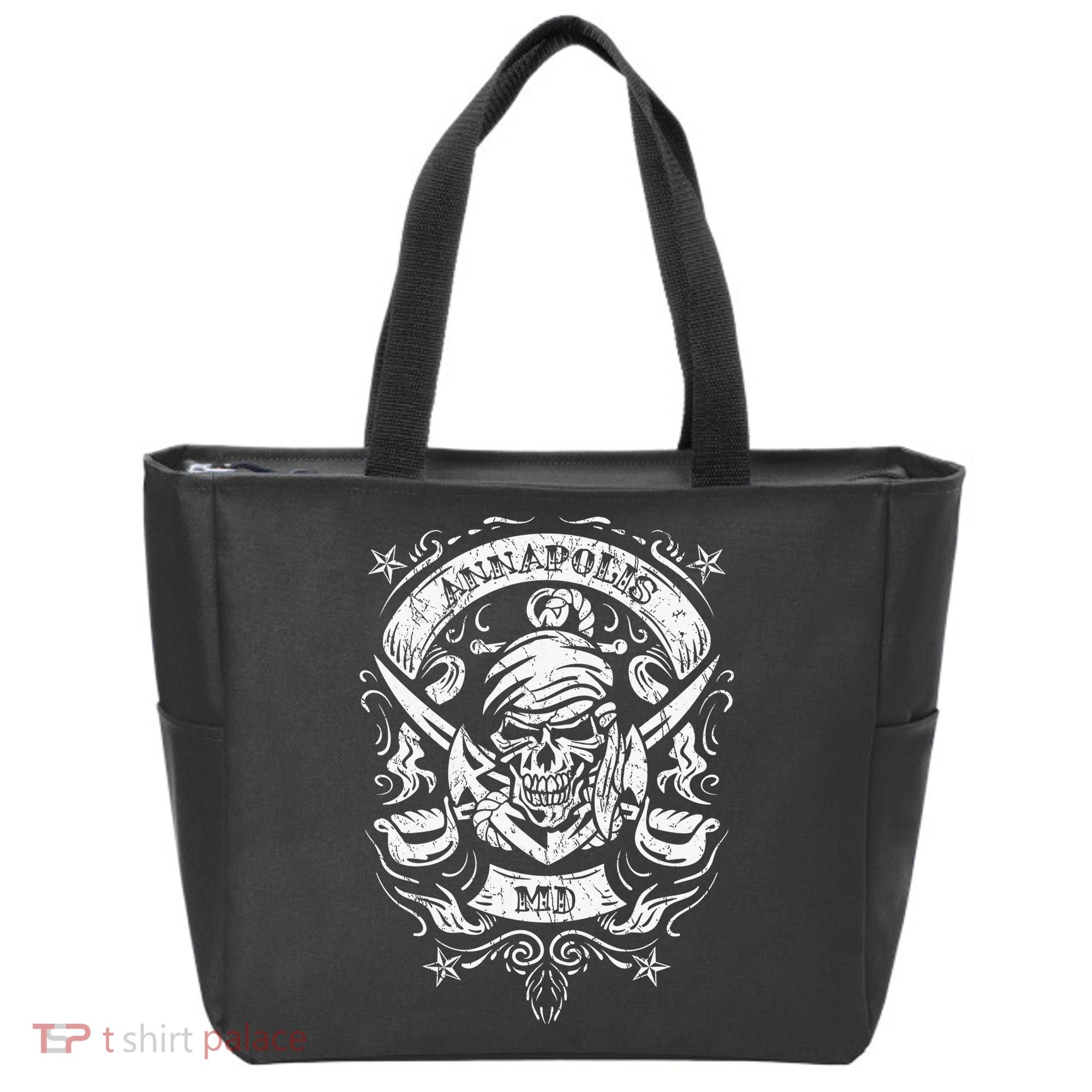 Annapolis Maryland Pirate Skull and Crossed Swords Tote Bag