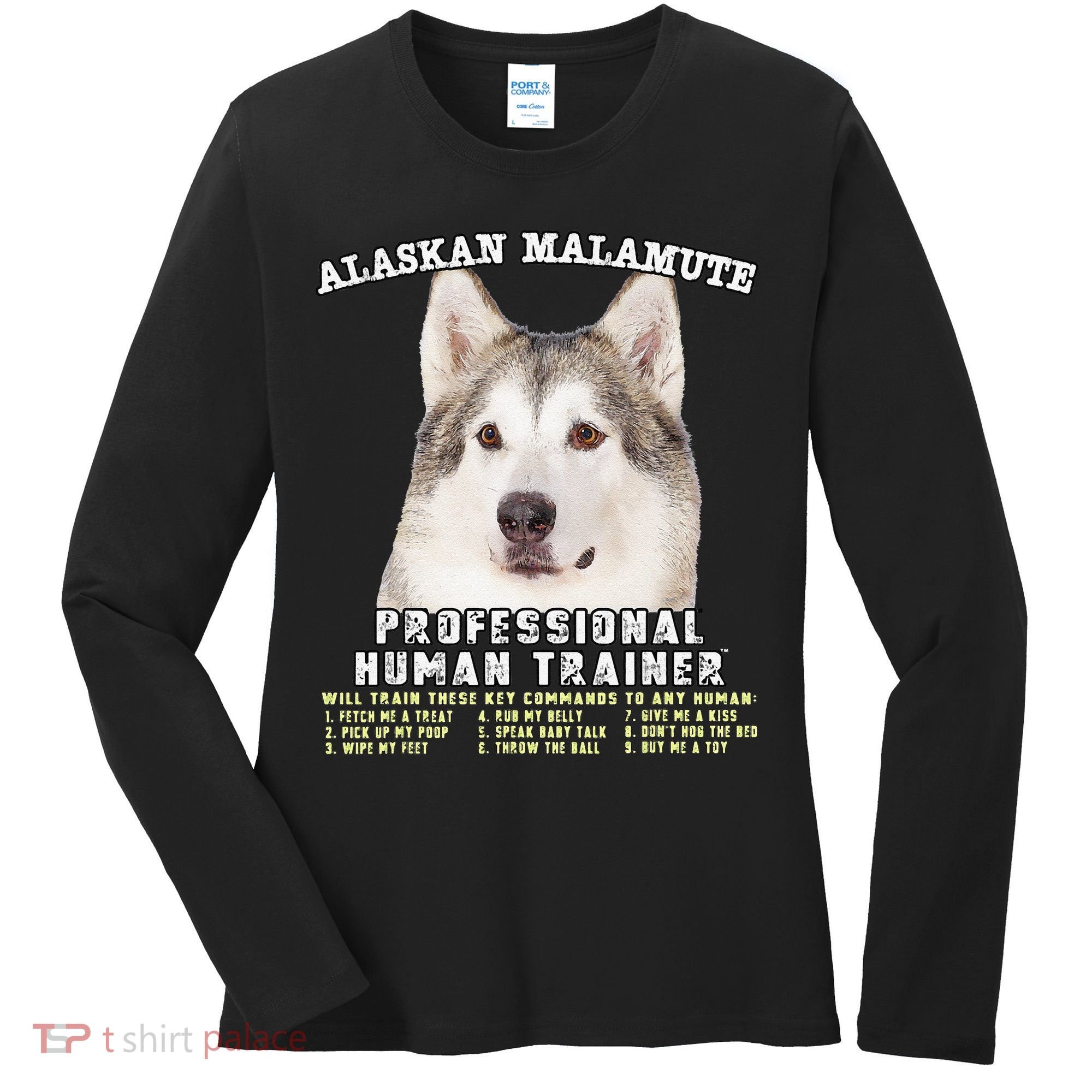 Alaskan Malamute Professional Human Trainer Cute Dog Women's Long Sleeve Shirt