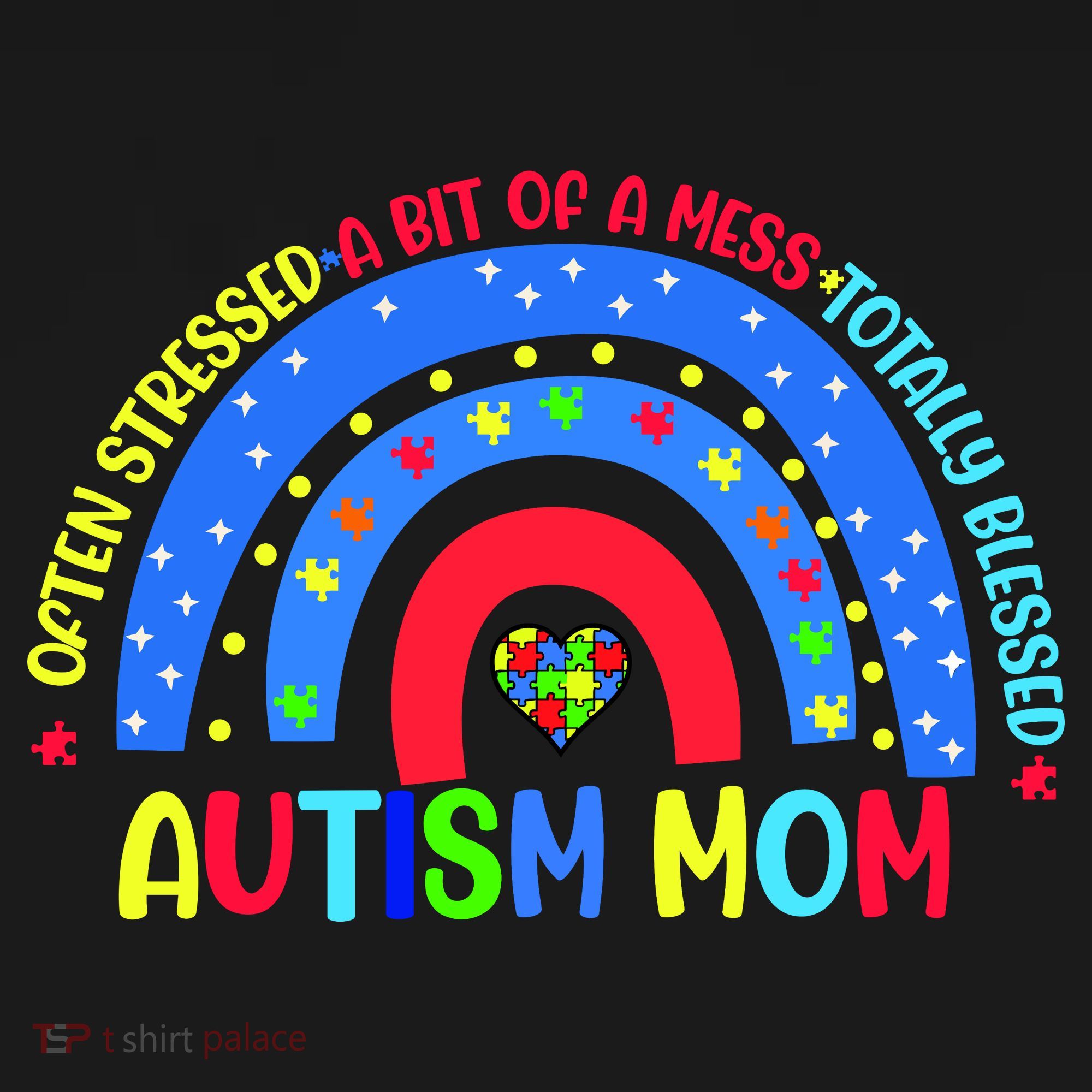 Autism Mom Rainbow Totally Blessed Awareness Love Puzzle Backpack