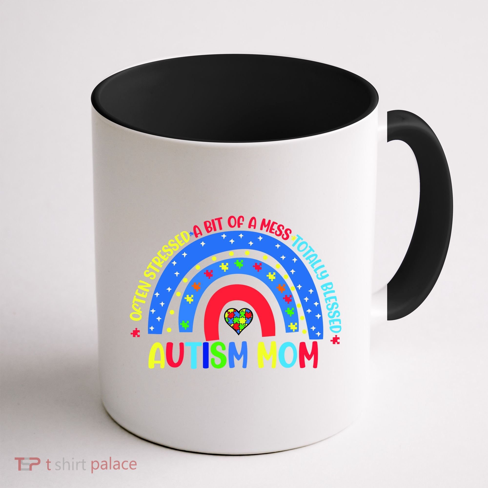 Autism Mom Rainbow Totally Blessed Awareness Love Puzzle Coffee Mug