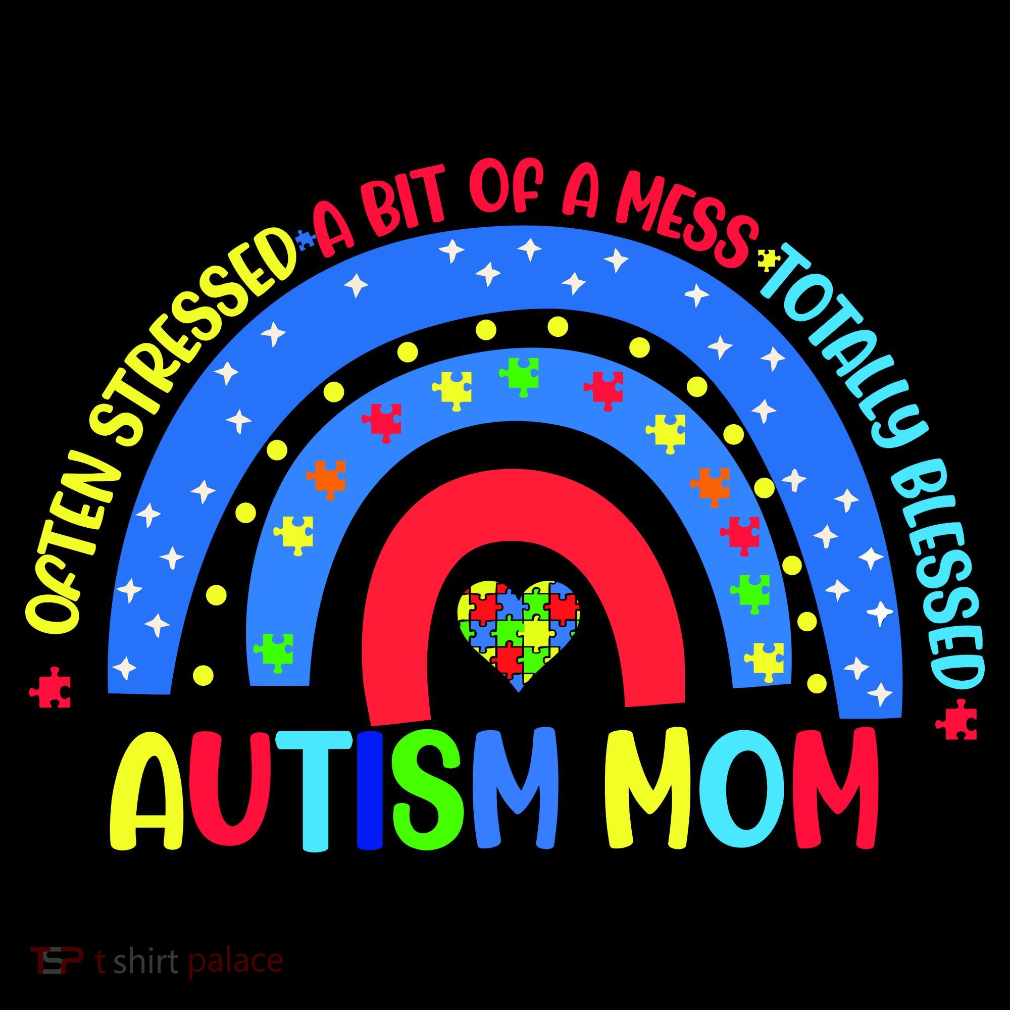 Autism Mom Rainbow Totally Blessed Awareness Love Puzzle Coffee Mug