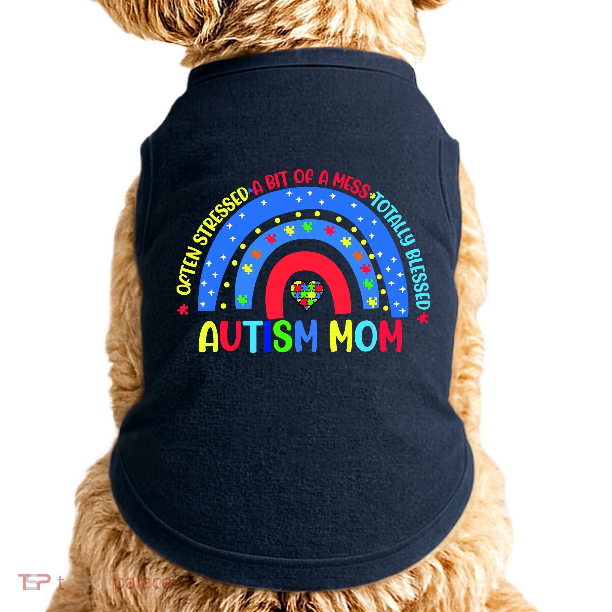 Autism Mom Rainbow Totally Blessed Awareness Love Puzzle Doggie Tank