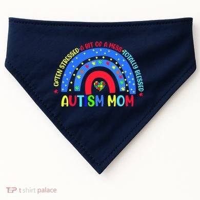 Autism Mom Rainbow Totally Blessed Awareness Love Puzzle USA-Made Doggie Bandana