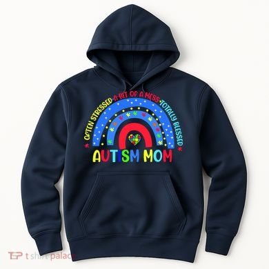 Autism Mom Rainbow Totally Blessed Awareness Love Puzzle Hoodie