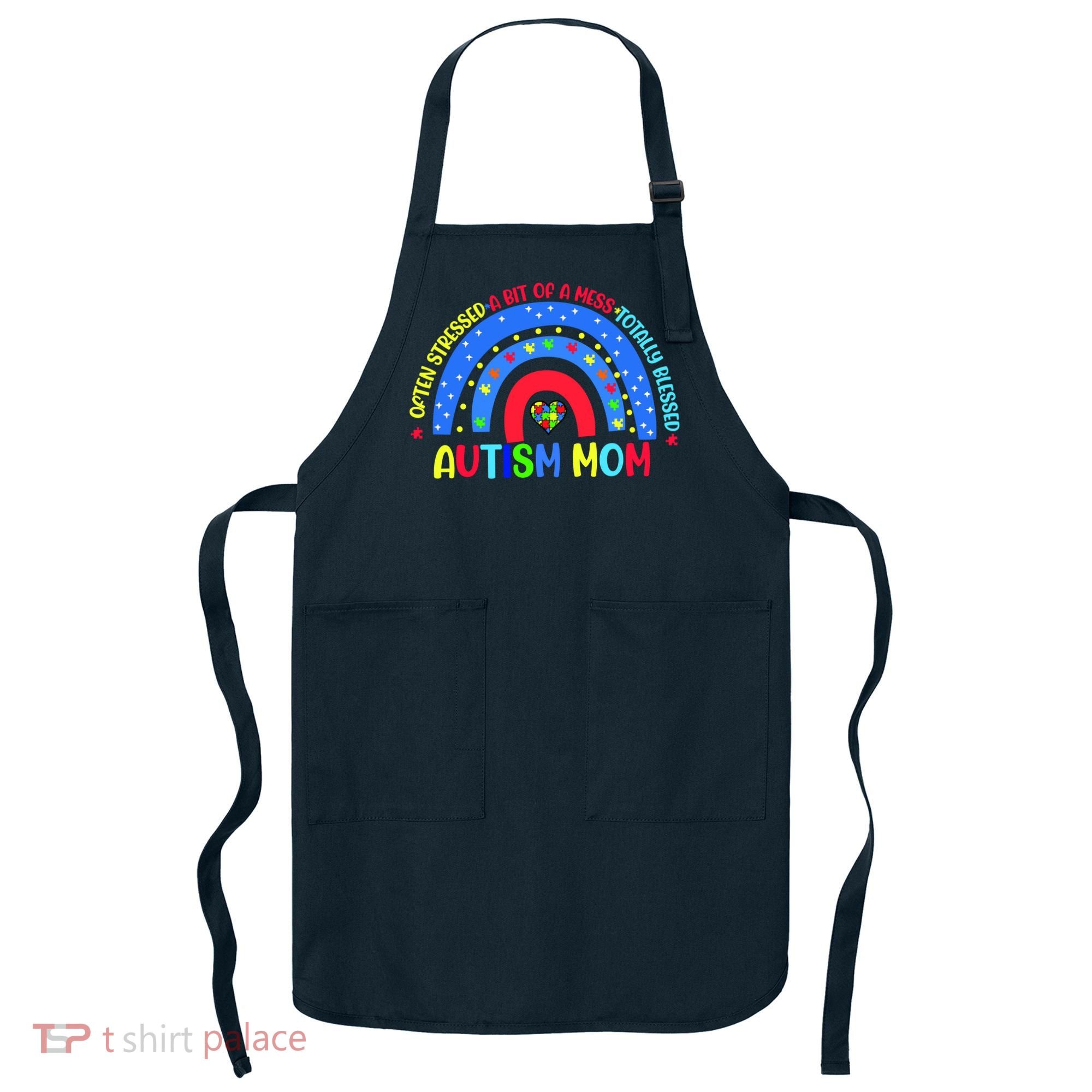 Autism Mom Rainbow Totally Blessed Awareness Love Puzzle Apron