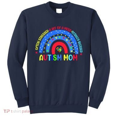 Autism Mom Rainbow Totally Blessed Awareness Love Puzzle Sweatshirt