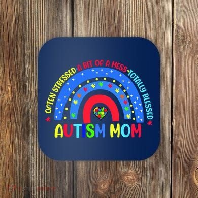 Autism Mom Rainbow Totally Blessed Awareness Love Puzzle Coaster