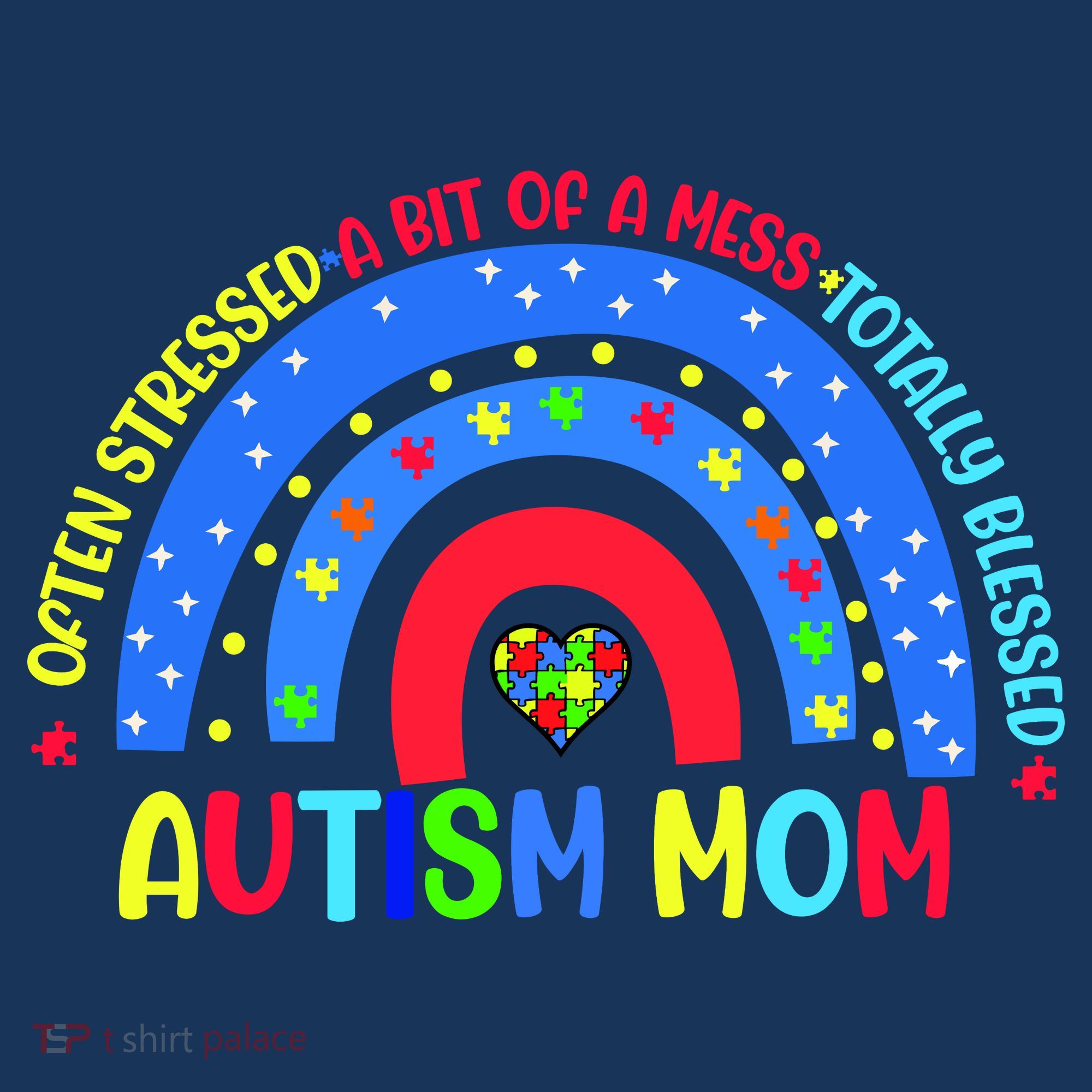 Autism Mom Rainbow Totally Blessed Awareness Love Puzzle Coaster