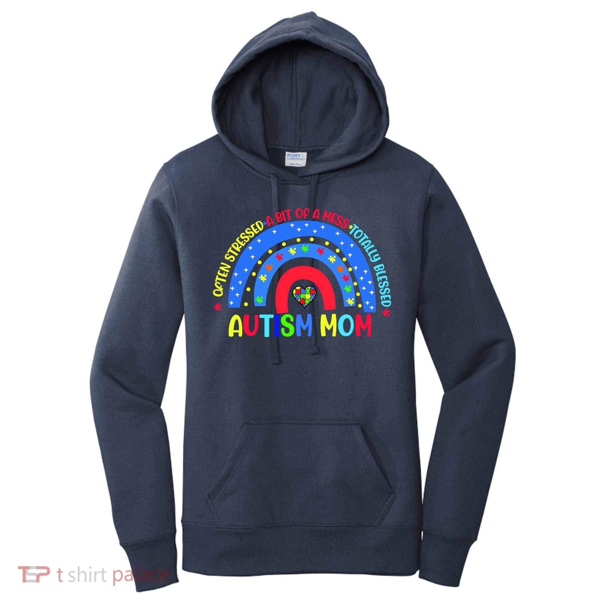 Autism Mom Rainbow Totally Blessed Awareness Love Puzzle Women's Hoodie