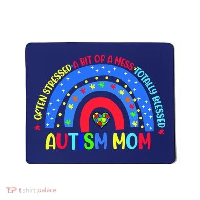 Autism Mom Rainbow Totally Blessed Awareness Love Puzzle Mousepad