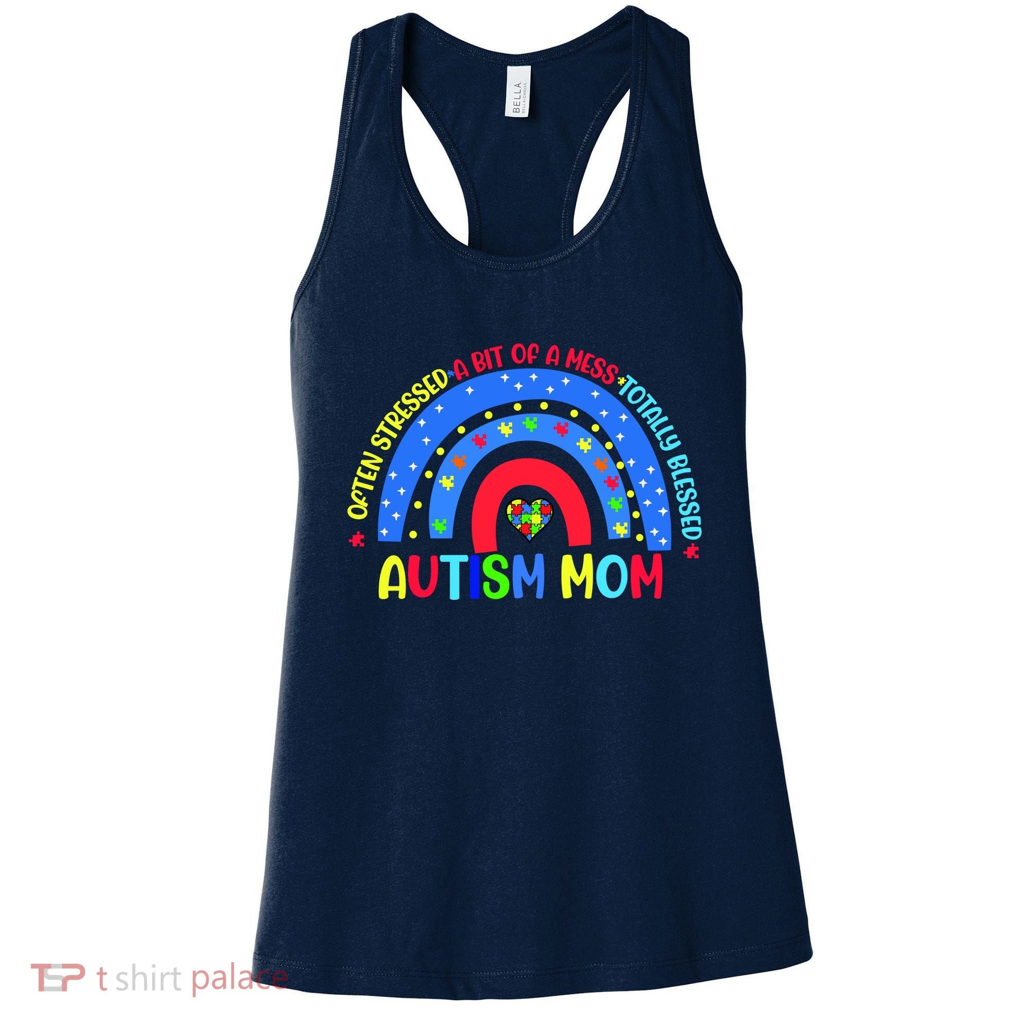 Autism Mom Rainbow Totally Blessed Awareness Love Puzzle Women's Tank Top