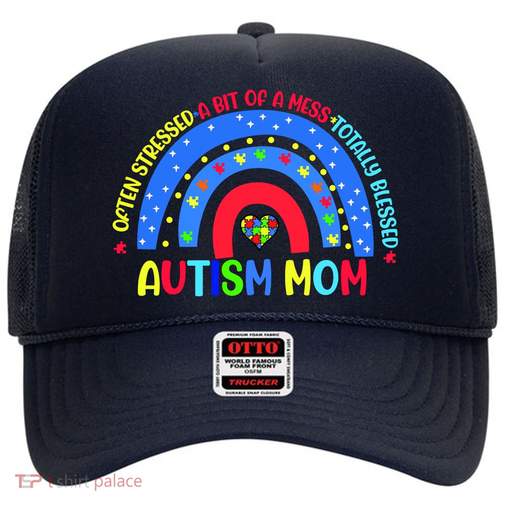 Autism Mom Rainbow Totally Blessed Awareness Love Puzzle Hat