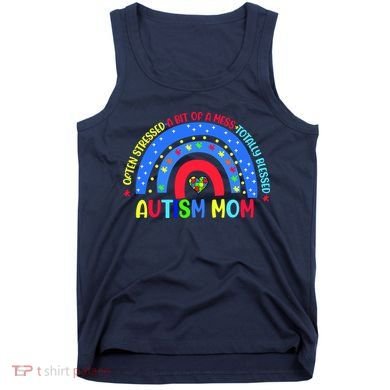 Autism Mom Rainbow Totally Blessed Awareness Love Puzzle Tank Top