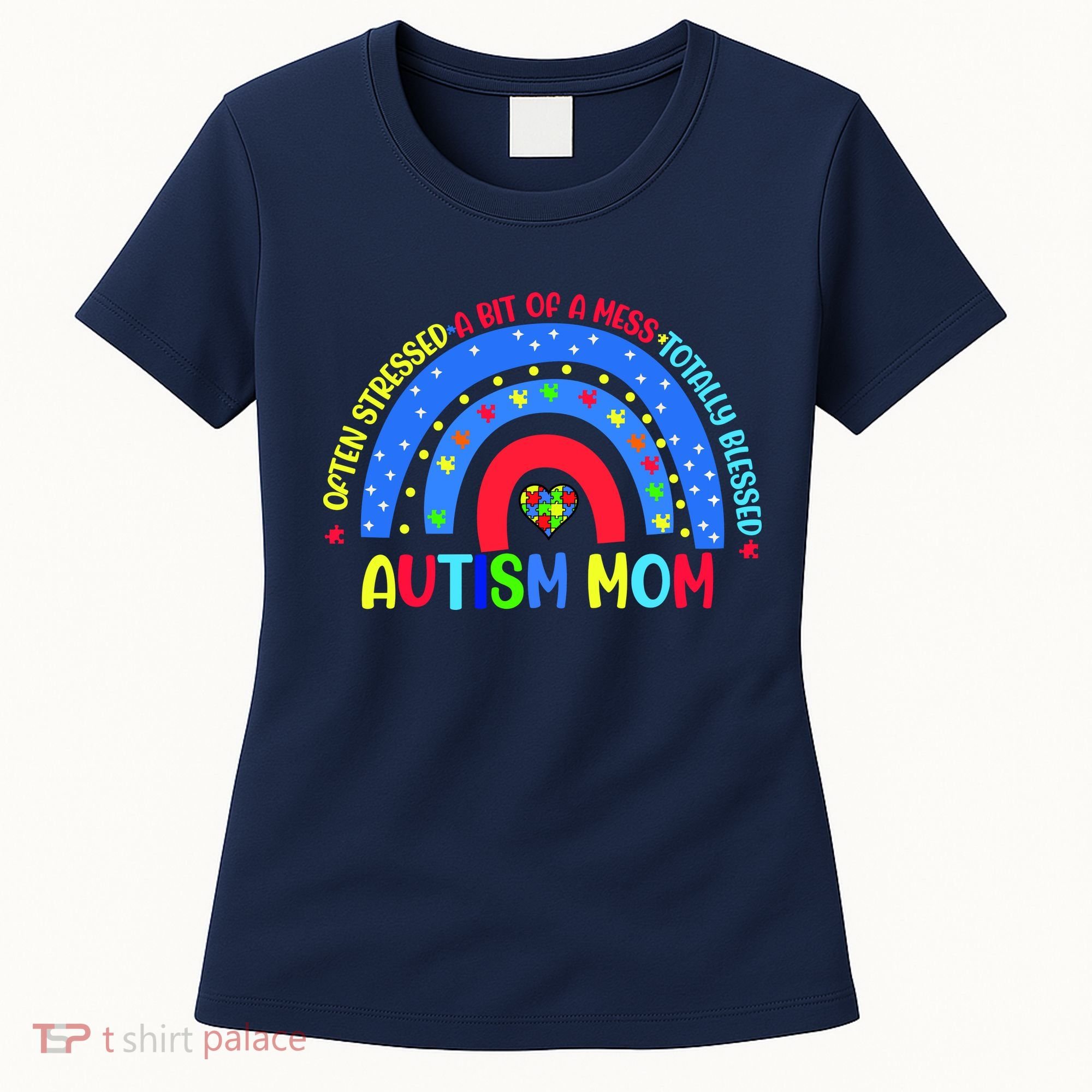 Autism Mom Rainbow Totally Blessed Awareness Love Puzzle Women's T-Shirt