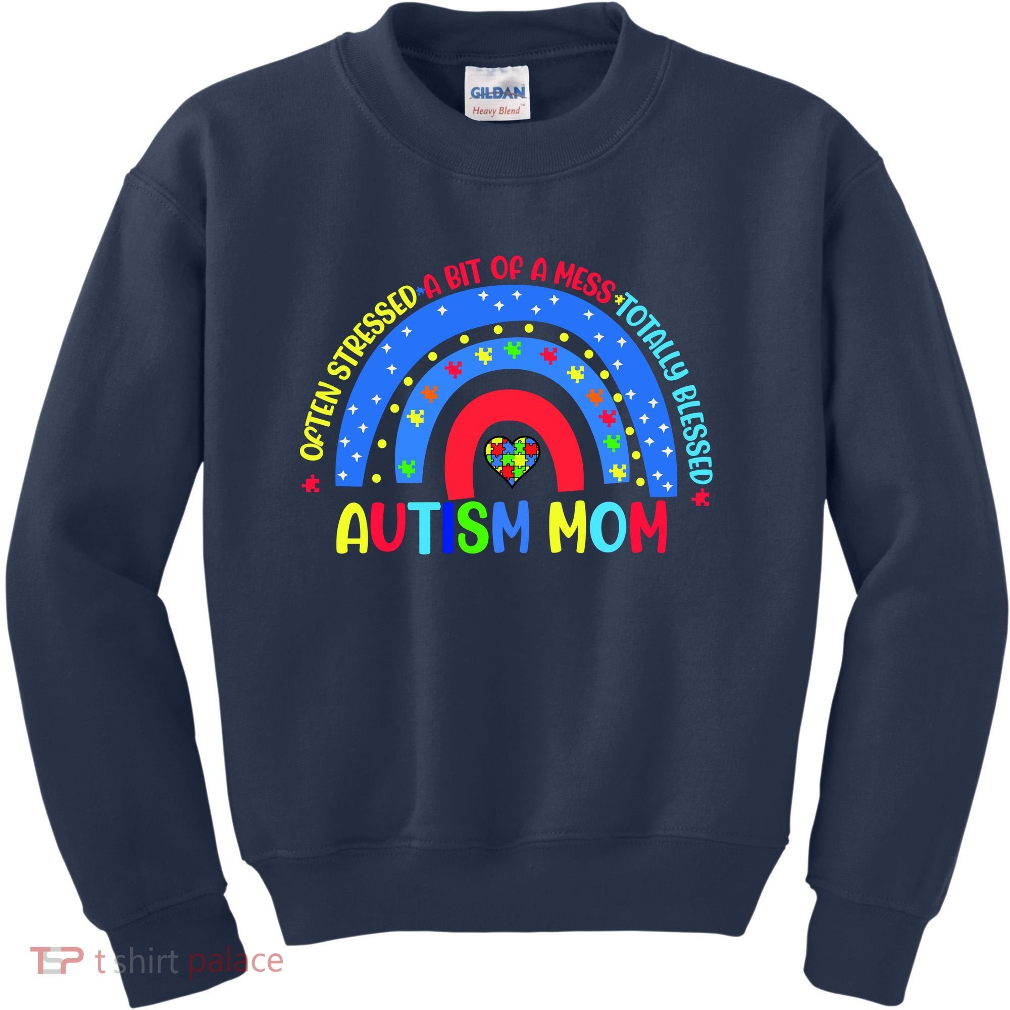 Autism Mom Rainbow Totally Blessed Awareness Love Puzzle Kids Sweatshirt