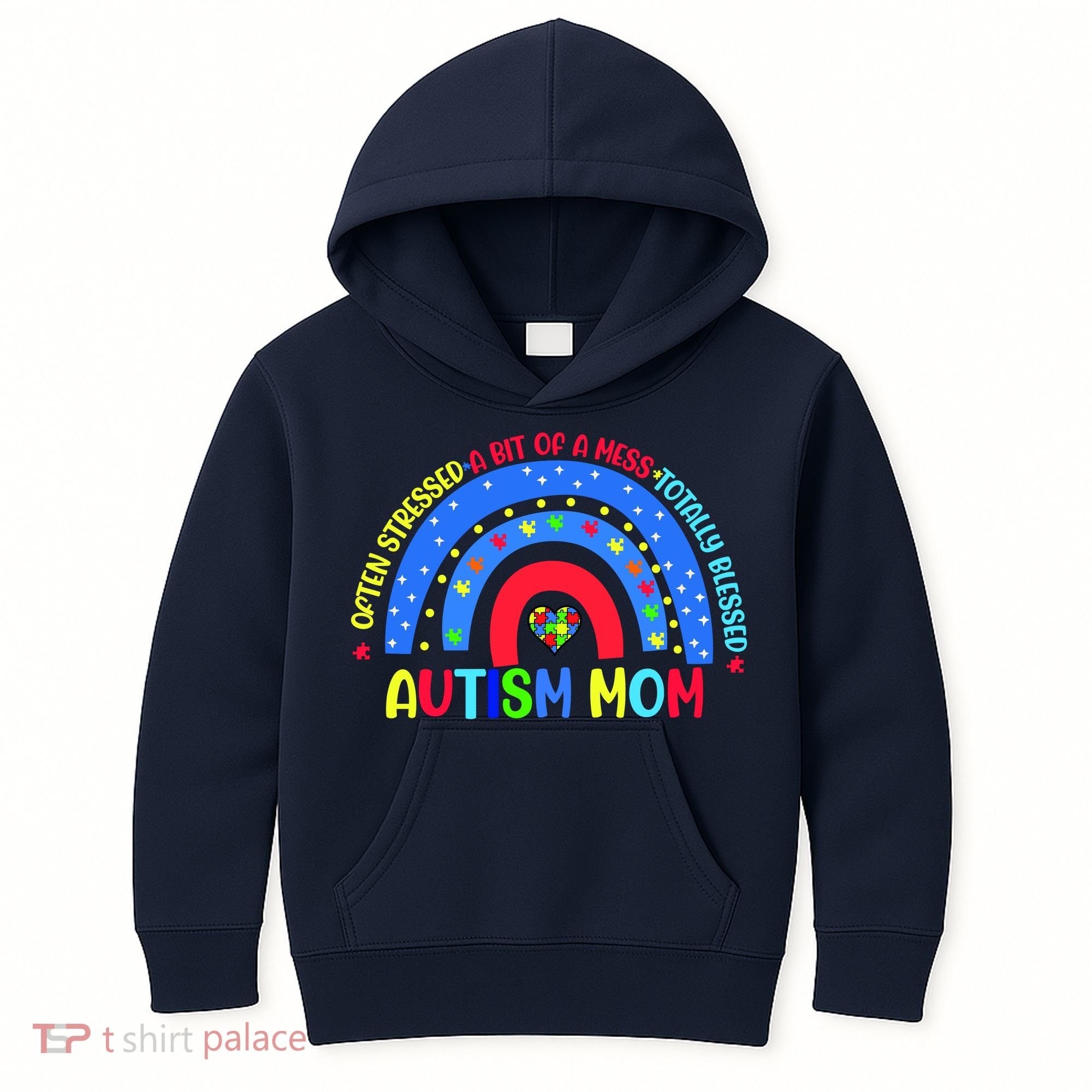 Autism Mom Rainbow Totally Blessed Awareness Love Puzzle Kids Hoodie